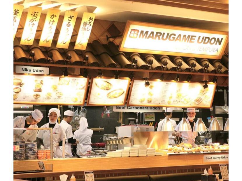 Salah satu gerai Marugame Udon. Marugame Udon menjadi salah satu restoran Jepang yang memiliki sertifikat halal.
