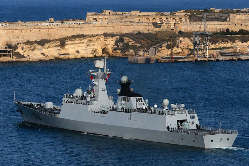 Salah satu kapal angkatan laut China. Pemerintah AS mengecam latihan militer yang digelar China di Laut Cina Selatan. Ilustrasi.