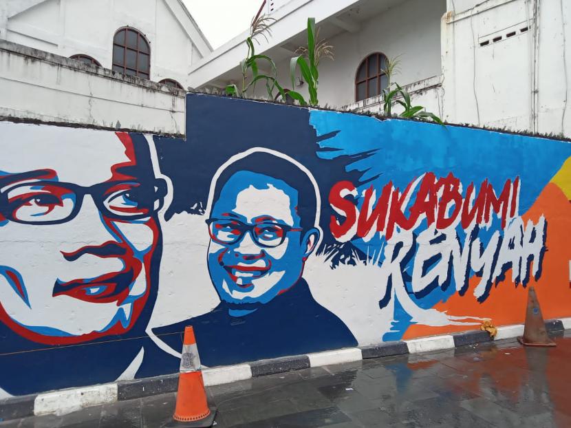 Salah satu karya seni mural di kawasan Alun-Alun dan Lapang Merdeka Kota Sukabumi, Rabu (22/6/2022).