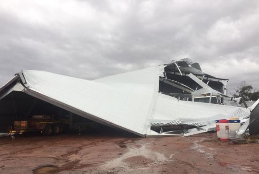 Salah satu kerusakan akibat badai angin yang menerjang kawasan pedalaman Australia Barat.