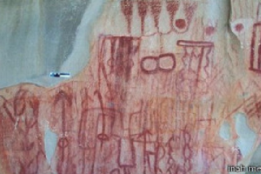 Salah satu lukisan yang ditemukan di sebuah gua di Meksiko
