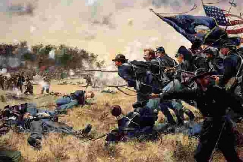 Salah satu lukisan yang menggambarkan perang saudara Amerika Serikat