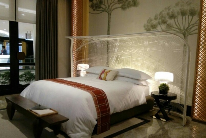 Salah satu model kamar hotel dalam instalasi The Colour of Indonesia di Senayan City.