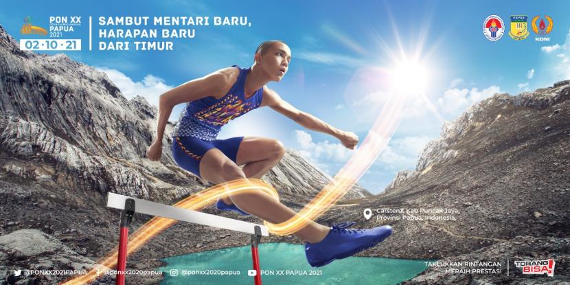 Salah satu poster Pekan Olahraga Nasional ke-20 Papua yang akan digelar pada 2-15 Oktober 2021