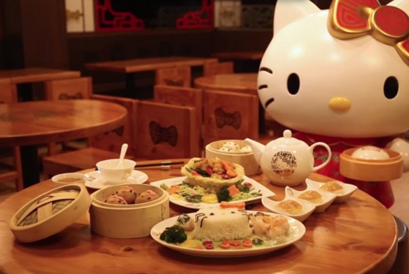 Salah satu sajian kafe Hello Kitty di Hongkong