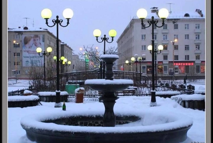 Salah satu sudut kota Norilsk di saat musim dingin
