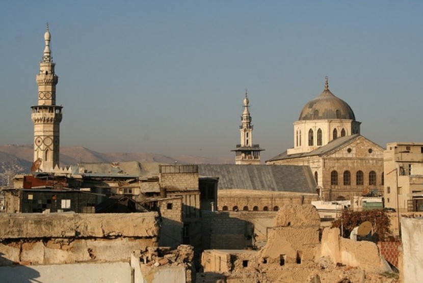 Salah satu sudut kota tua Damaskus, Suriah.