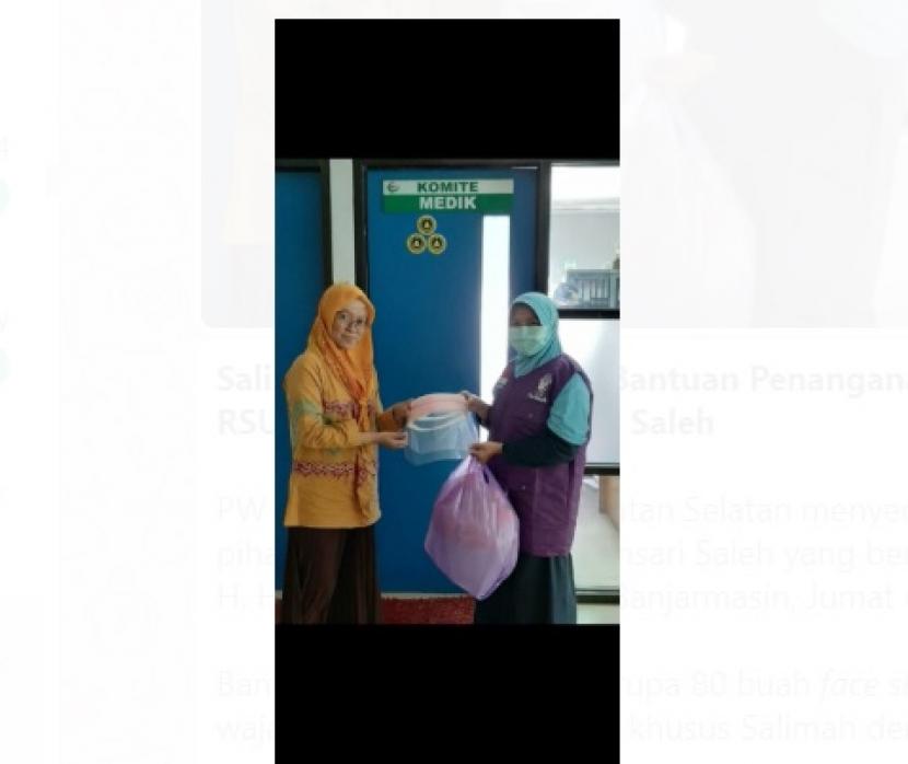 Salimah Kalimantan Selatan menyerahkan bantuan ke pihak RSUD Dr. H. Moch. Ansari Saleh yang berlokasi di Jl. Brigjend H. Hasan Basry No. 1 Kota Banjarmasin, Jumat (27/03) kemarin.