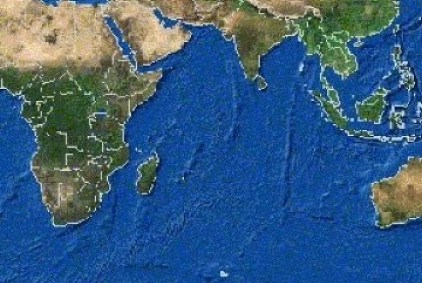 Samudra Hindia. Lokasi bocornya KM Wijaya.