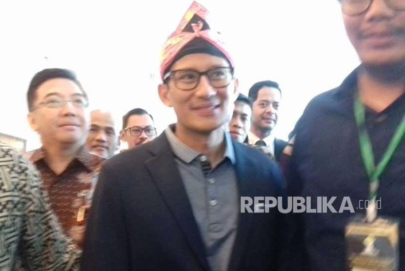 Sandiaga Uno menghadiri acara seminar Himpunan Pengusaha Muda (HIPMI) Kota Bogor sebagai pembicara. Senin (3/9).