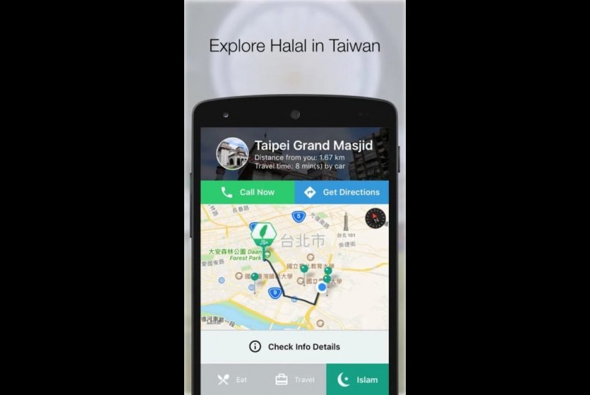 Belajar Wisata Halal dari Taiwan. Screenshot aplikasi Halal.Taiwan.