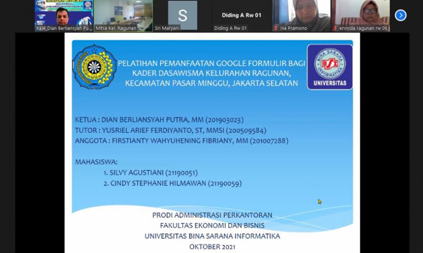 Sebagai bentuk pelaksanaan Tri Dharma Perguruan Tinggi, Program Studi Administrasi Perkantoran Universitas BSI (Bina Sarana Informatika) bersama dengan Universitas Nusa Mandiri (UNM) menyelenggarakan kegiatan pengabdian masyarakat (PM). 