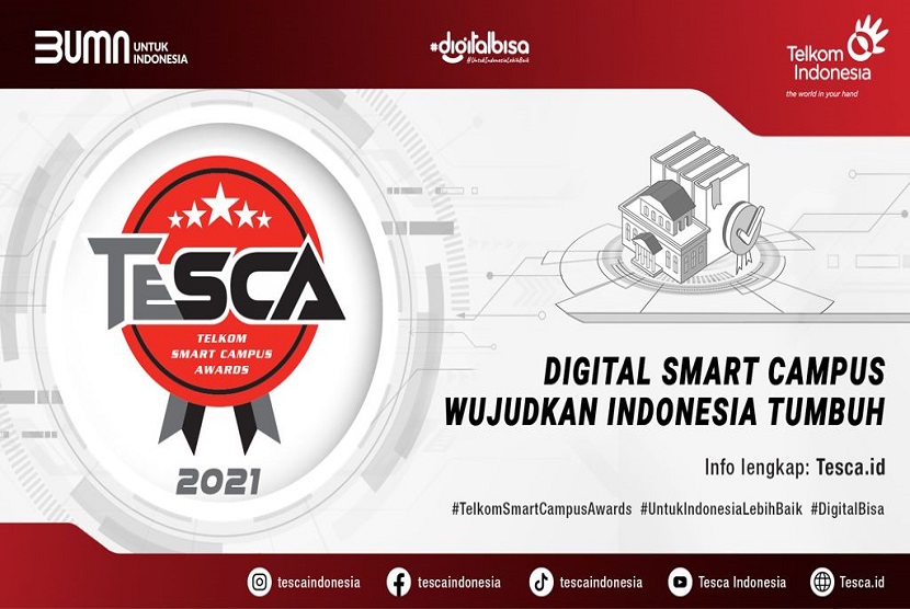 Sebagai dukungan untuk sektor pendidikan, Telkom secara resmi kembali menyelenggarakan program Telkom Smart Campus Awards (TeSCA) 2021 yang mengangkat tema Digital Smart Campus Wujudkan Indonesia Tumbuh.