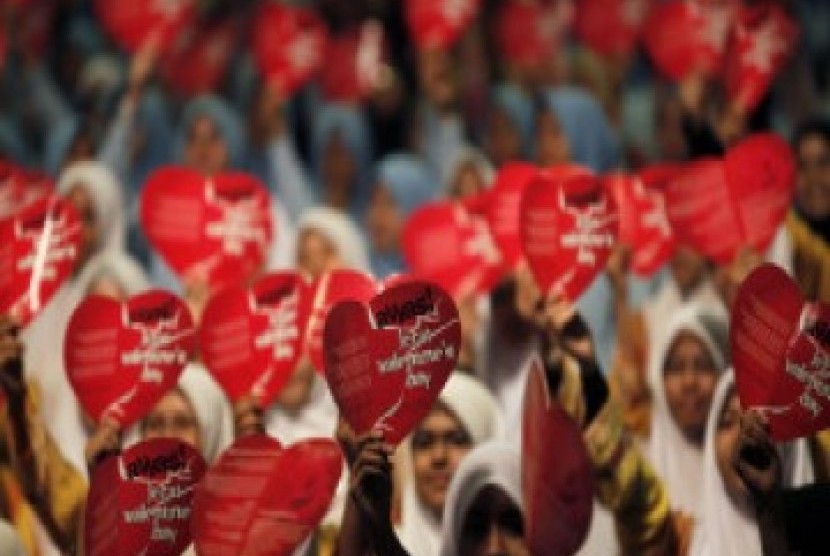 Sebagian umat Islam Malaysia mengikuti kampanye Awas Jerat Hari Valentine.