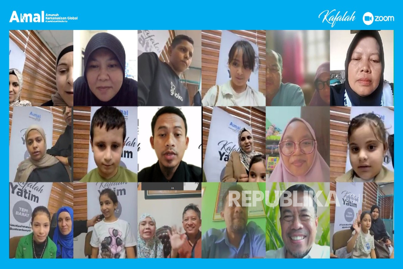 Sebanyak 41 anak yatim Palestina bertemu di Zoom Meeting dengan orang tua asuh mereka dari Indonesia dalam acara Temu Rindu Yatim Palestina yang digelar Yayasan Amanah Kemanusiaan Global (AMAL), Selasa (26/8/2025). 