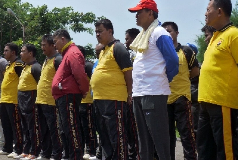 Sebanyak 53 anggota Polres Serang terjaring razia polisi gendut, di Serang, Senin (4/2).