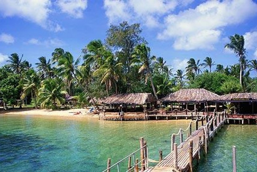 Sebuah pemandangan di Kepulauan Tonga.