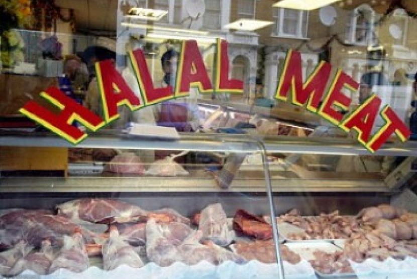 Sebuah toko penjual daging halal di Inggris (Ilustrasi)