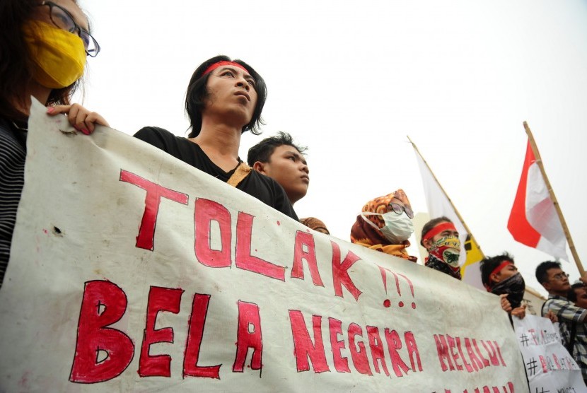 Unjuk rasa menolak program bela Negara (ilustrasi)