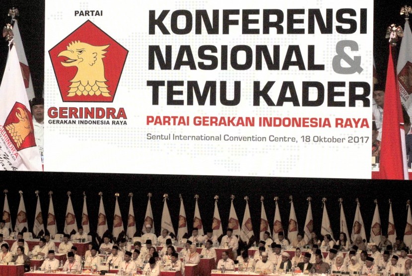 [ilustrasi] Sejumlah pengurus dan kader Partai Gerindra mengikuti Konferensi Nasional Partai Gerindra di Sentul Internasional Convention Center (SICC), Bogor, Jawa Barat, Rabu (18/10).