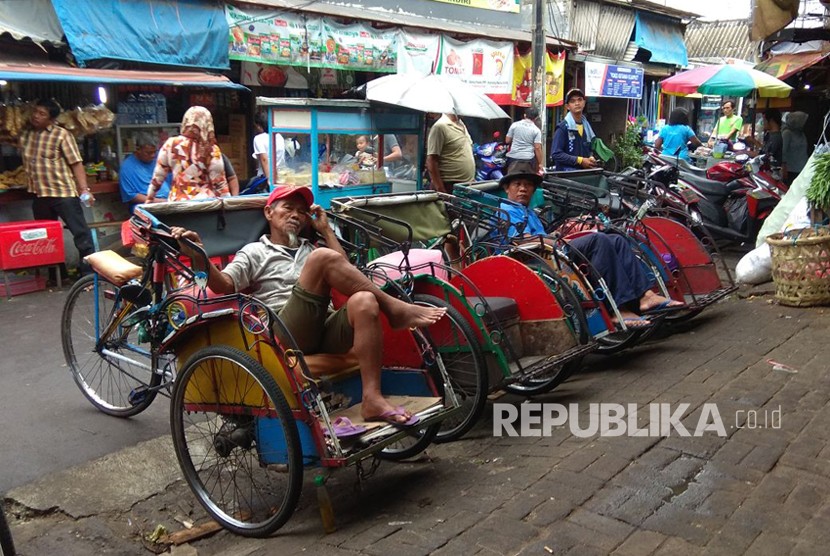 Pedicabs at Pasar Bahari, North Jakarta.