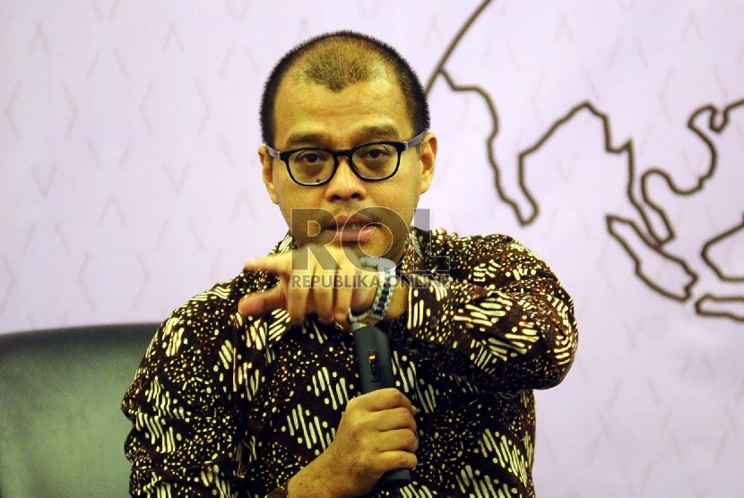  Sekertaris Kabinet Andi Widjajanto berbicara dalam seminar Digital Diplomasi di Jakarta, Rabu (8/4). 