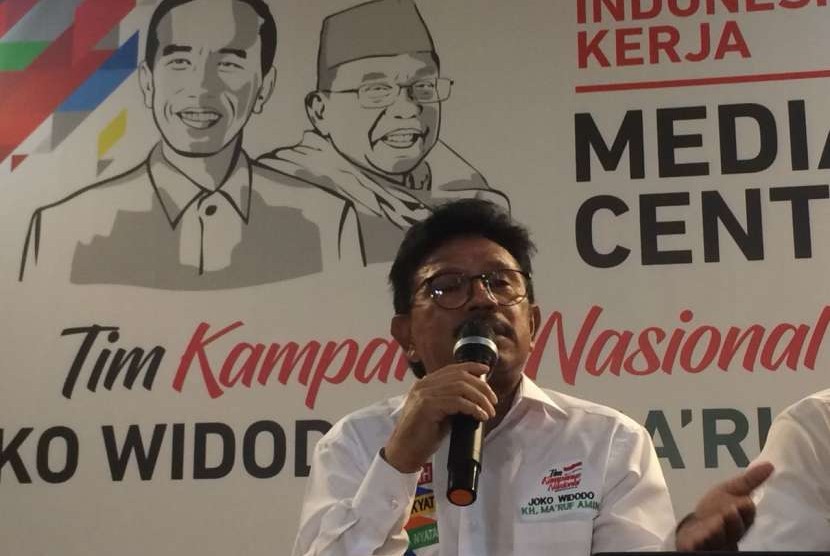 Sekjen Nasdem Johnny G Plate dan Sekjen Hanura Herry Lontung, saat konferensi pers di Posko Cemara, Menteng, Jakarta Pusat, Rabu (13/9).