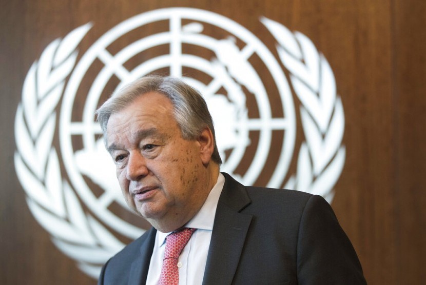 Sekjen PBB Antonio Guterres. KTT Kesehatan Dunia yang dihelat secara daring, Ahad (25/10) membahas pandemi virus corona,