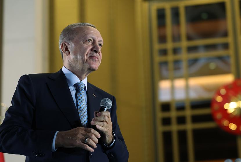 Presiden Turki Recep Tayyip Erdogan menang dalam pemilihan presiden putaran kedua, Ahad (28/5/2023).