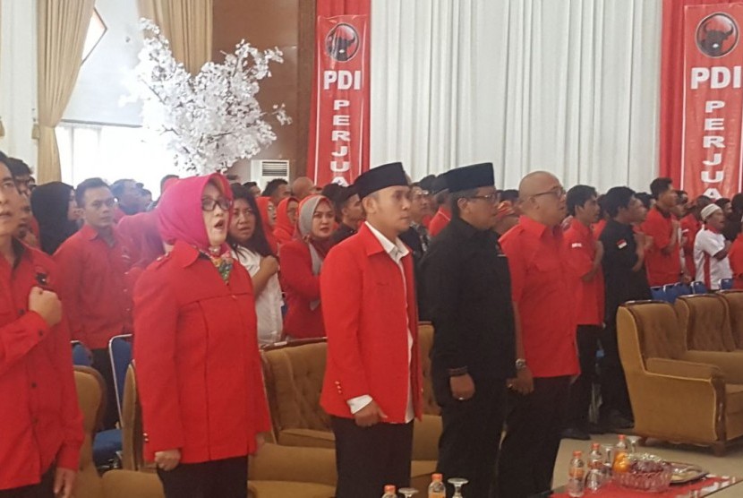  Sekjen PDI Perjuangan Hasto Kristiyanto saat memberi arahan pada acara 