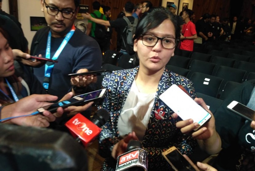 Sekjen PSSI, Ratu Tisha Destria dalam acara Launching Shopee Liga 1 2019, di Senayan City, Jakarta Selatan, Senin (13/5).