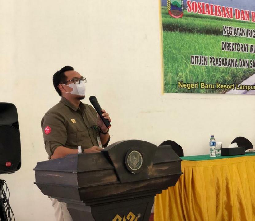 Sekretaris Direktorat Jendral Prasarana dan Sarana Pertanian (PSP) Kementan, Gunawan  memberikan arahannya dalam acara sosialisasi dan bimbingan teknis (Bimtek) yang berlangsung mulai 30 September hingga 1 Oktober 2020 di Lampung Selatan.