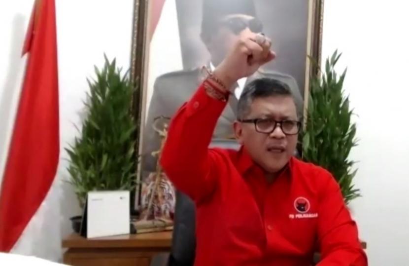 Sekretaris Jenderal DPP PDIP Hasto Kristiyanto saat membuka acara rapat koordinasi khusus bidang kehormatan partai yang dilaksanakan secara virtual, Jumat (25/9/2020).