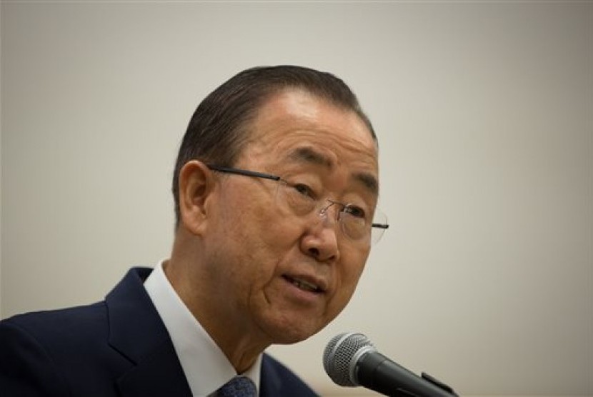 Sekretaris Jenderal PBB Ban Ki-moon di Markas PBB, Jumat, 2 Oktober 2015.