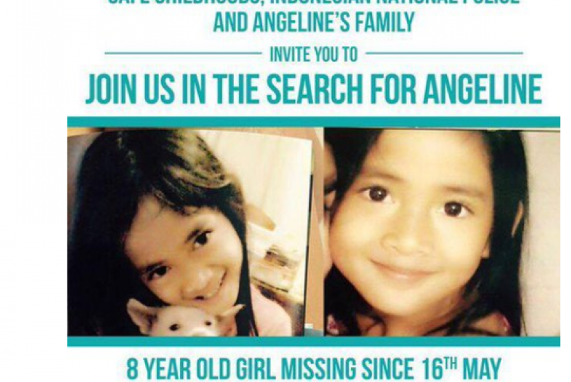 Selebaran pencarian bocah hilang Angeline yang tersebar di Twitter