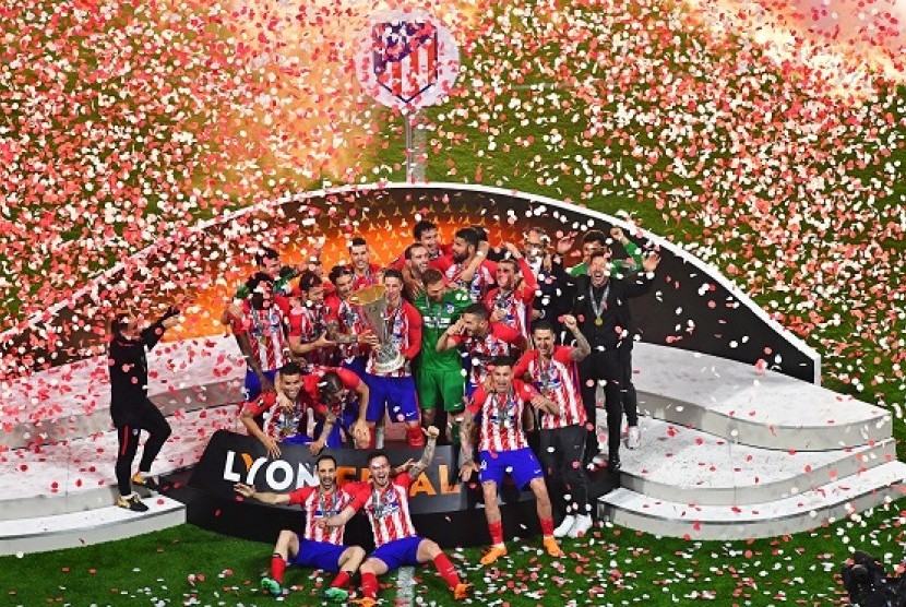 Selebrasi Atletico Madrid saat menjuarai Liga Europa musim 2017/2018.