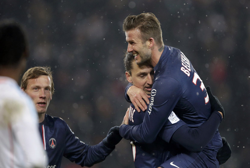 David Beckham dan Zlatan Ibrahimovic, dua pemain Paris Saint-Germain (PSG) yang masuk daftar 20 pemain dengan bayaran tertinggi di dunia.