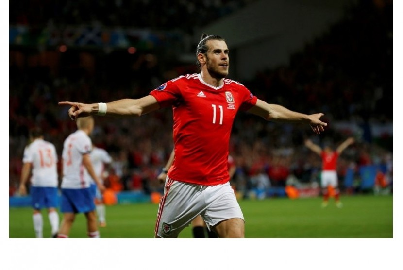 Selebrasi gol Gareth Bale.