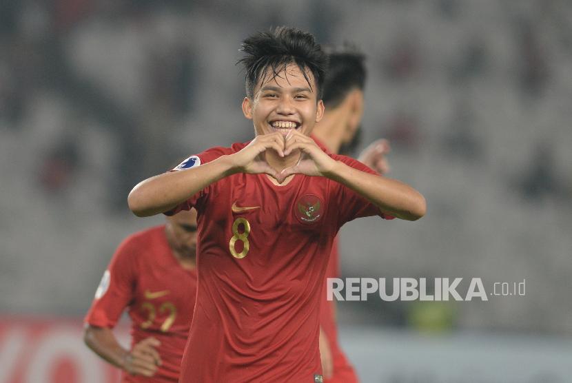 Selebrasi gol WItan Sulaiman ke gawang Cina Taipei.