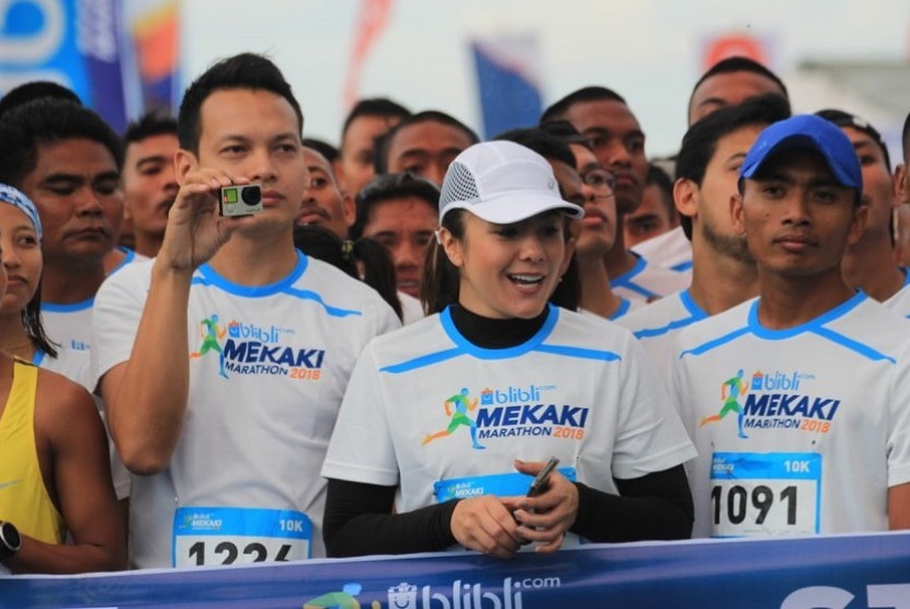 Selebritas Ben Joshua dan Wulan Guritno berpartisipasi di ajang Mekaki Marathon 2018