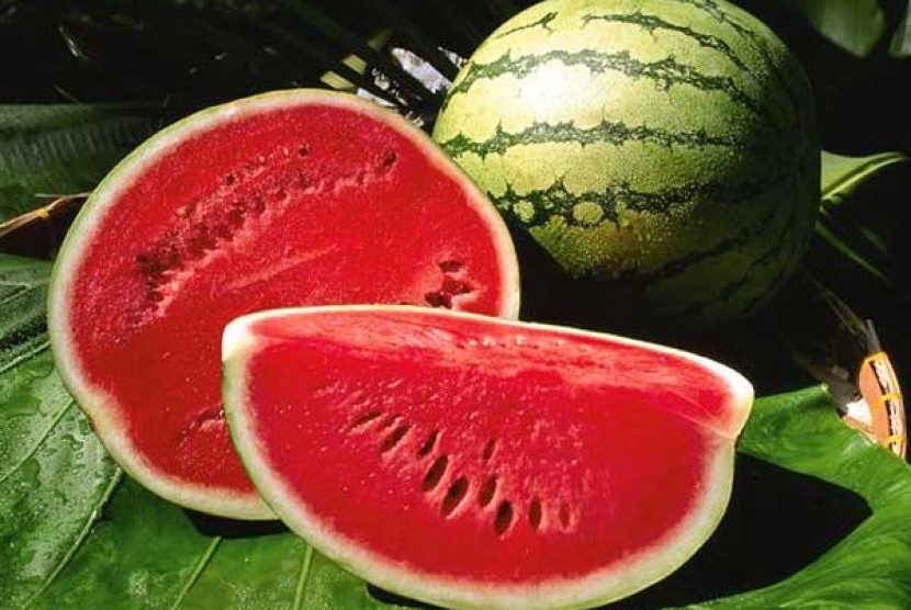 Semangka. Semangka mengandung 96 persen air yang membuat tubuh tetap terhidrasi.