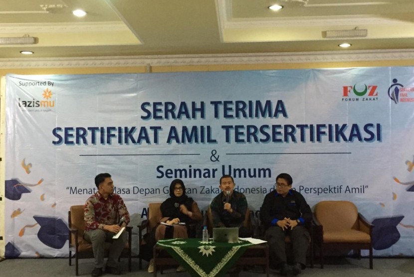 Seminar bertajuk ‘Menatap Masa Depan Gerakan Zakat Indonesia dalam Perspektif Amil’ yang digelar di Gedung Pusat Muhammadiyah, Jakarta Pusat, Senin (26/8).