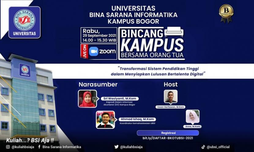 Seminar Motivasi (semot) dan Orientasi Akademik (ormik), Universitas BSI kampus Bogor kali ini akan mengadakan Bincang Kampus Bersama Orang Tua (BKOT). 