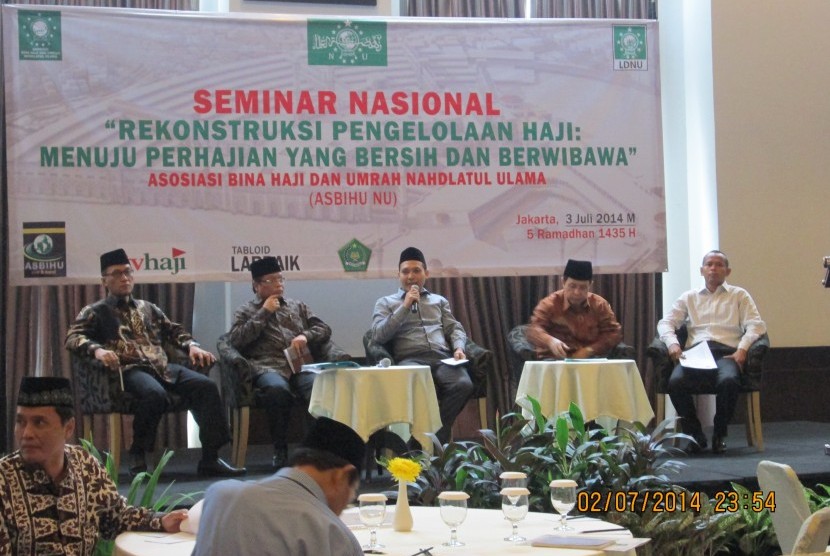 Seminar Nasional Haji di Royal Kuningan Hotel, Jakarta Selatan, Kamis (3/7).