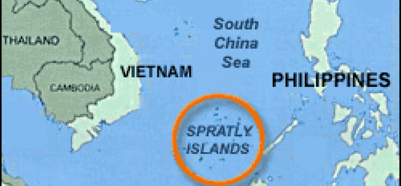 Sengketa Kepulauan Spratly di Laut China Selatan.