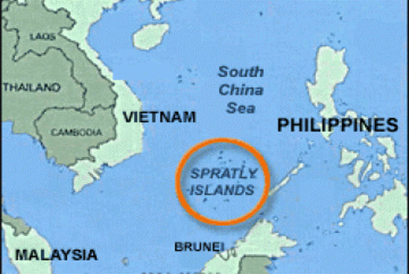 Sengketa Kepulauan Spratly di Laut China Selatan.