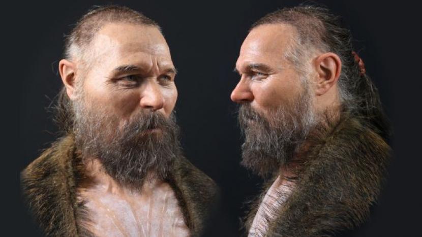 Seniman merekonstruksi wajah manusia di zaman batu, 8 ribu tahun lalu berkat informasi tengkorak yang ditemukan.
