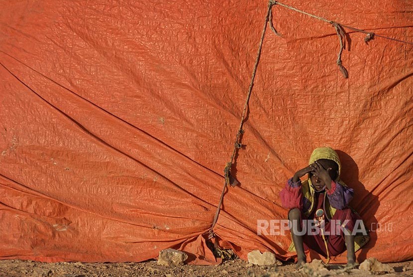 A child in refugees camp in Qardho, Somalia. The Somalian government has declared drought as national disaster.