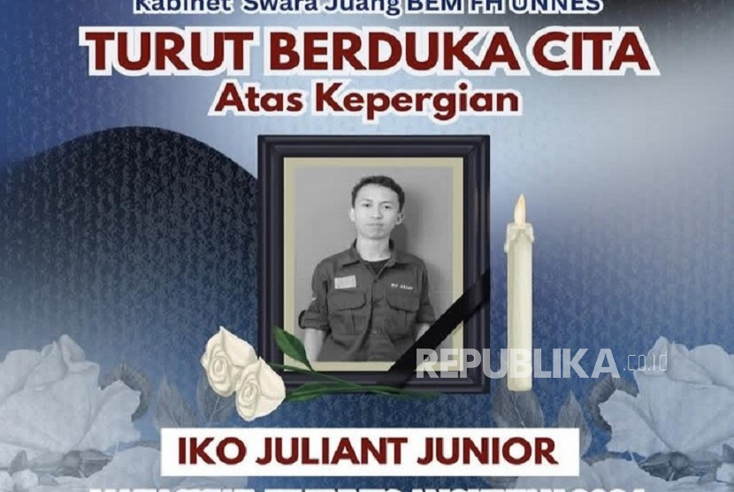  Seorang mahasiswa Fakultas Hukum Universitas Negeri Semarang (FH Unnes) angkatan 2024 bernama Iko Juliant Junior meninggal dunia.