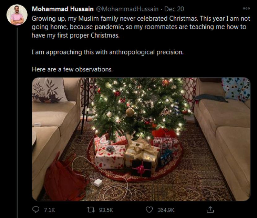 Seorang Muslim Kanada menjadi viral di media sosial setelah belajar bagaimana merayakan Natal untuk pertama kalinya. 